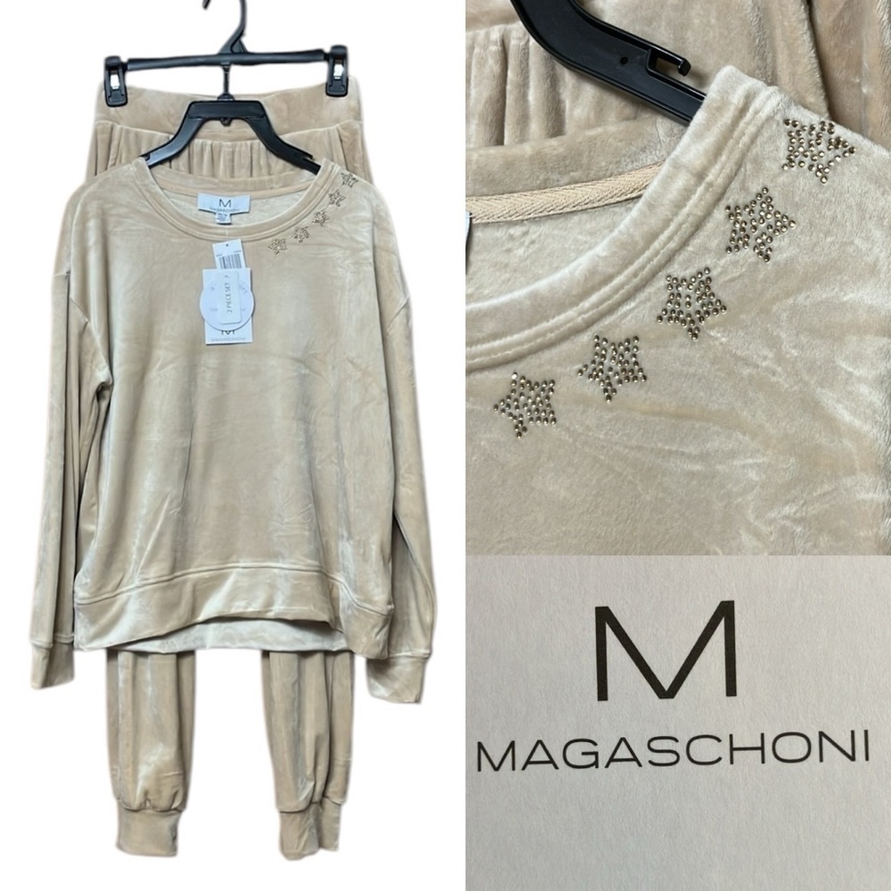 Magaschoni Velour Jogger Set Tracksuit 2 Piece Lounge Outfit NWT